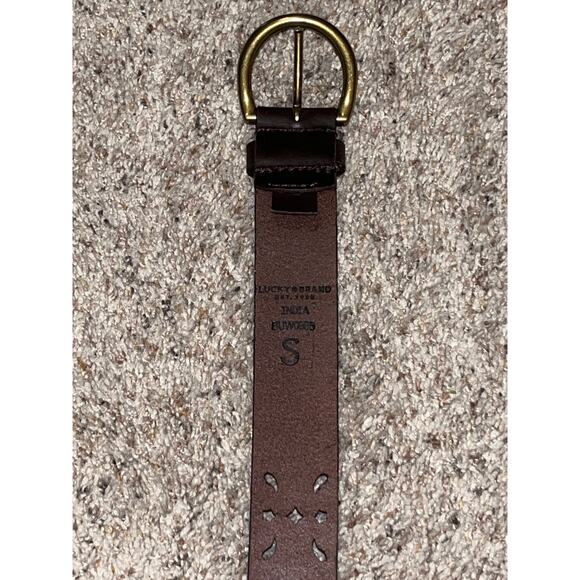 LUCKY BRAND Red Blue Geo Western Beaded Leather Belt Small Southwestern - Picture 5 of 8